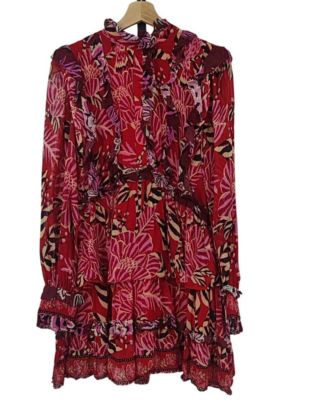 FARM Rio Mixed Floral Ruffled Mini Dress XS - Picture 2 of 10